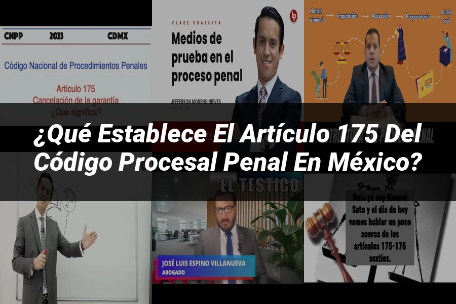 "¿Qué Establece el Artículo 175 del Código Procesal Penal en México?"